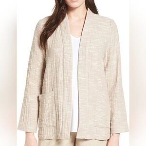 Eileen Fisher Rhythmic Cotton Slub Kimono Jacket in a natural beige color